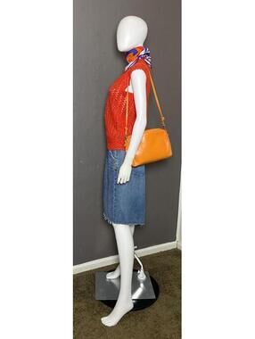 1970's Orange Leather Crossbody Purse 70's Soft Leather Shoulder Bag